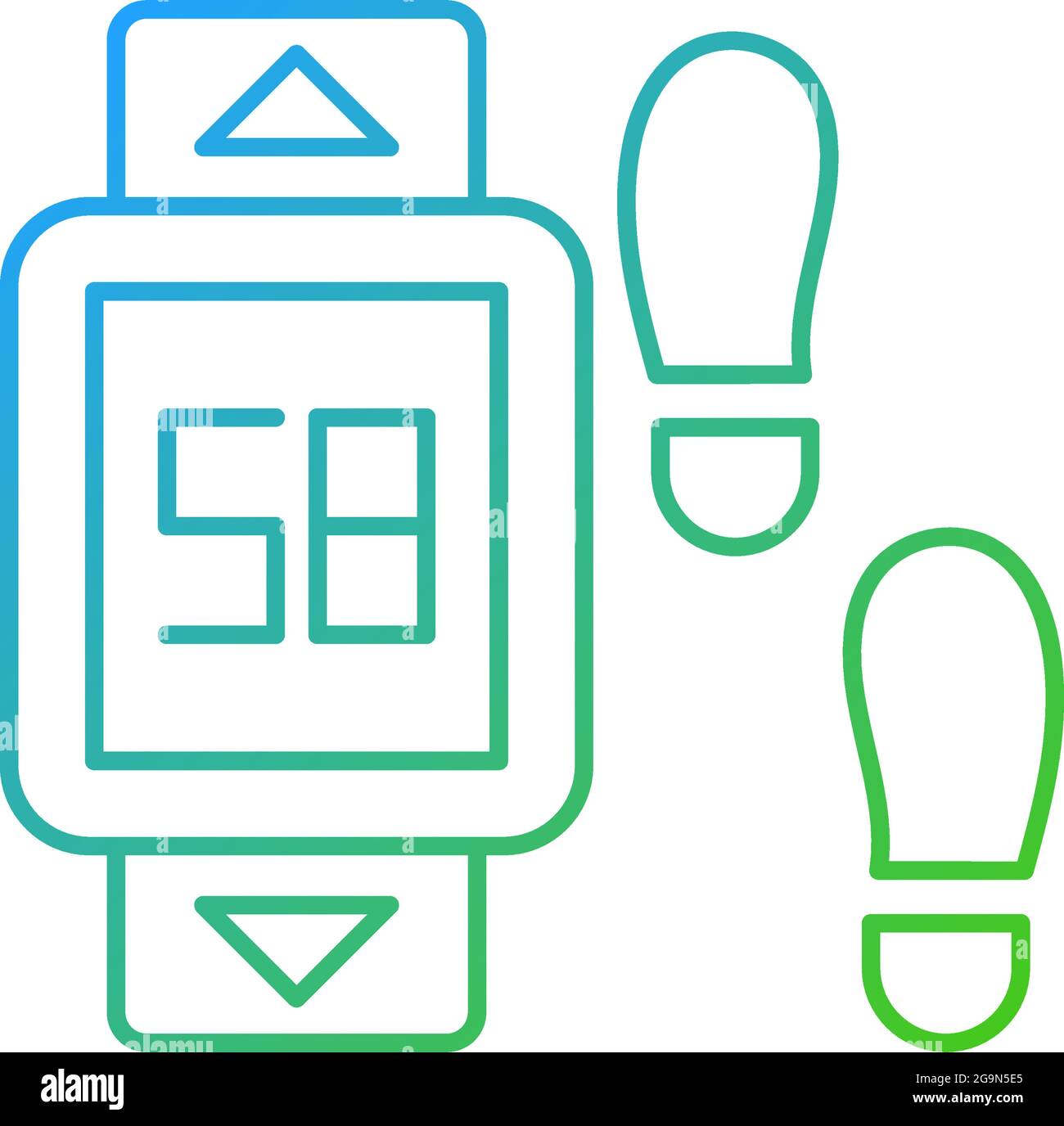Online fitness pedometer device gradient linear vector icon. Stock Vector