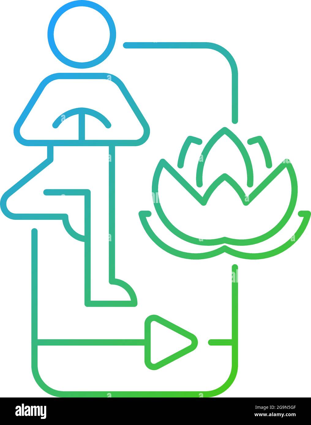 Online yoga tutorial gradient linear vector icon. Stock Vector