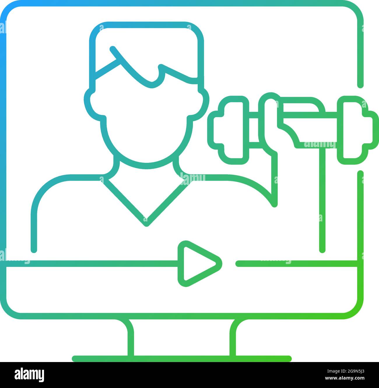 Online fitness coach gradient linear vector icon. Stock Vector