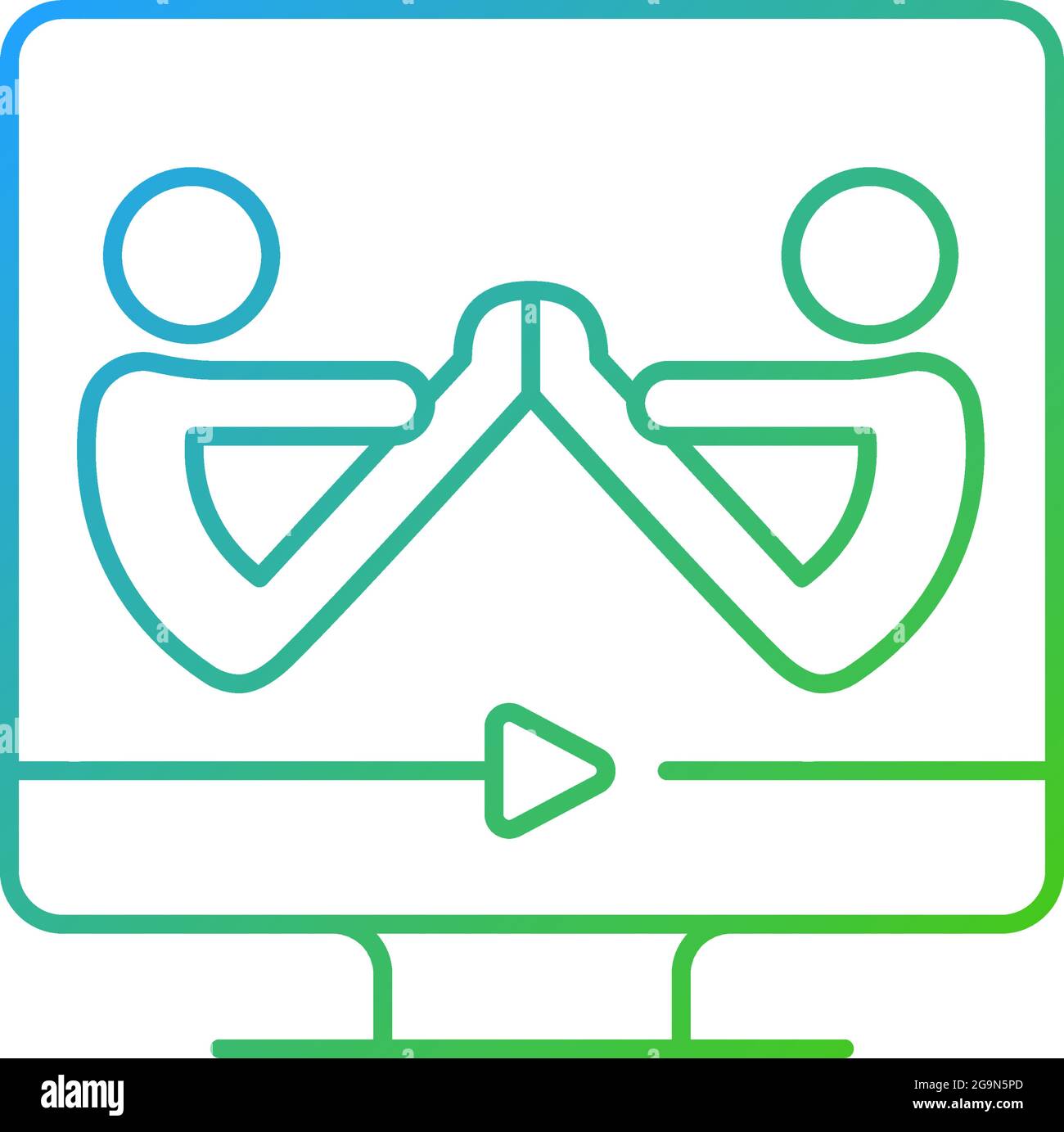 Partner yoga gradient linear vector icon. Stock Vector