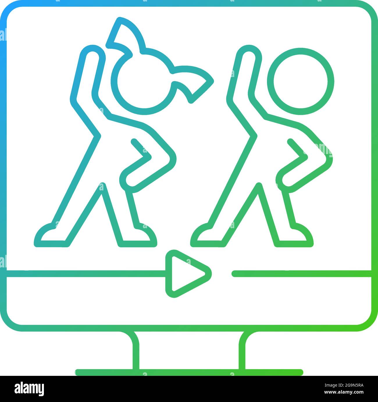 Online aerobic for kids gradient linear vector icon. Stock Vector