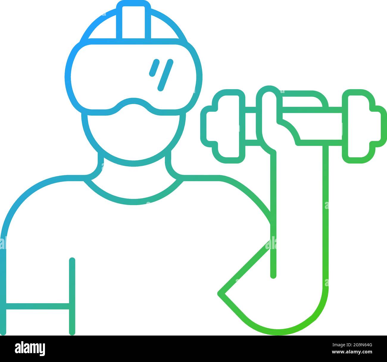 Virtual reality fitness gradient linear vector icon. Stock Vector