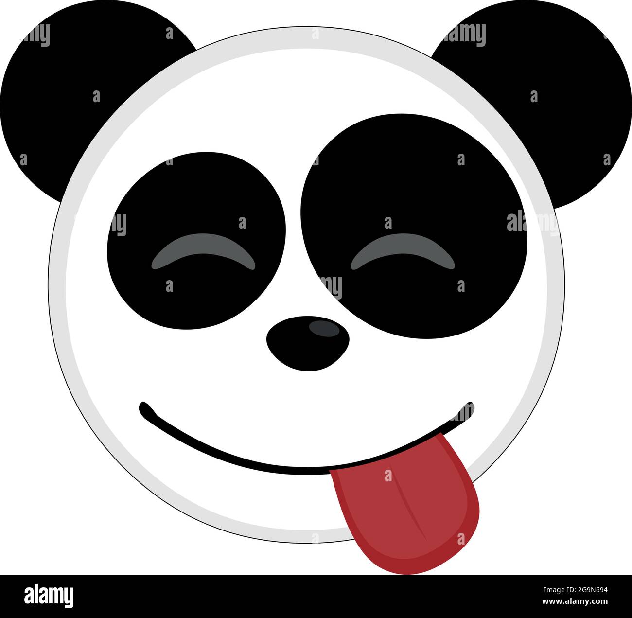 Vector emoticon illustration of a cartoon panda's face with a happy expression and tongue sticking out Stock Vector