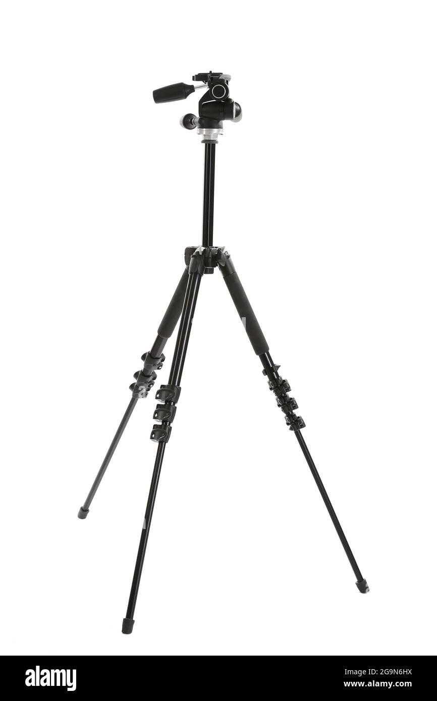 Camera tripod isolated on white Stock Photo - Alamy