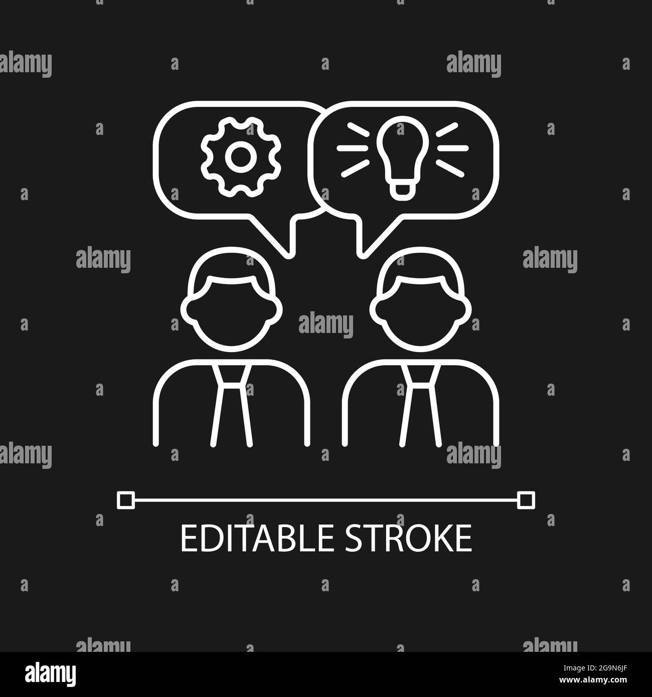 Brainstorming white linear icon for dark theme Stock Vector Image & Art ...
