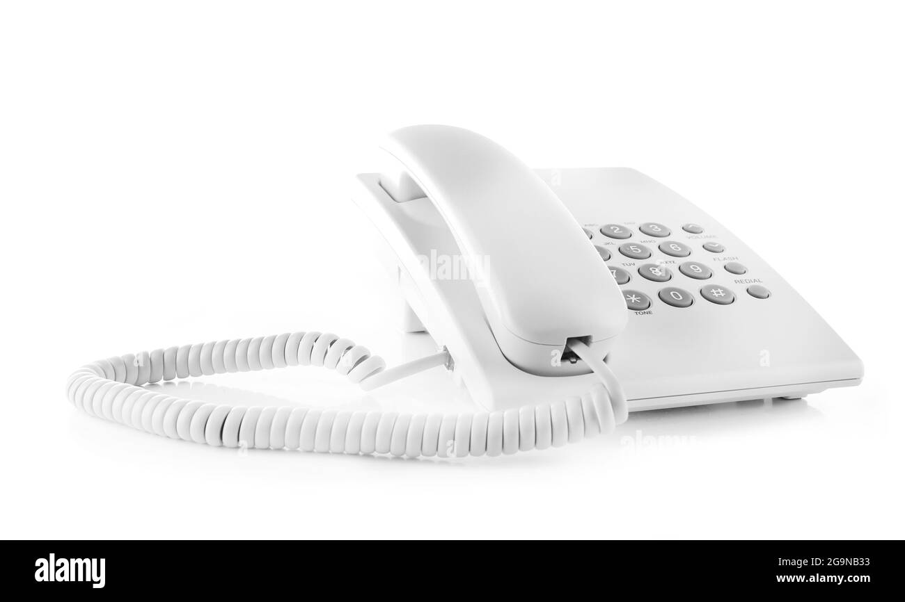 Telephone set isolated on white Stock Photo Alamy