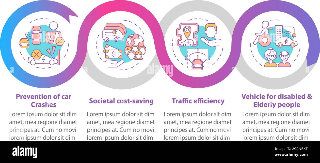 EV crashes prevention vector infographic template. Stock Vector