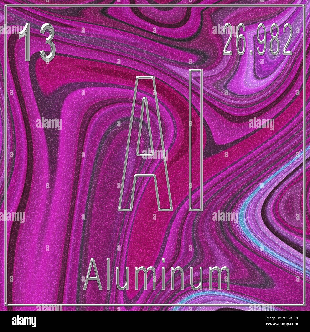 Aluminum chemical element, Sign with atomic number and atomic weight