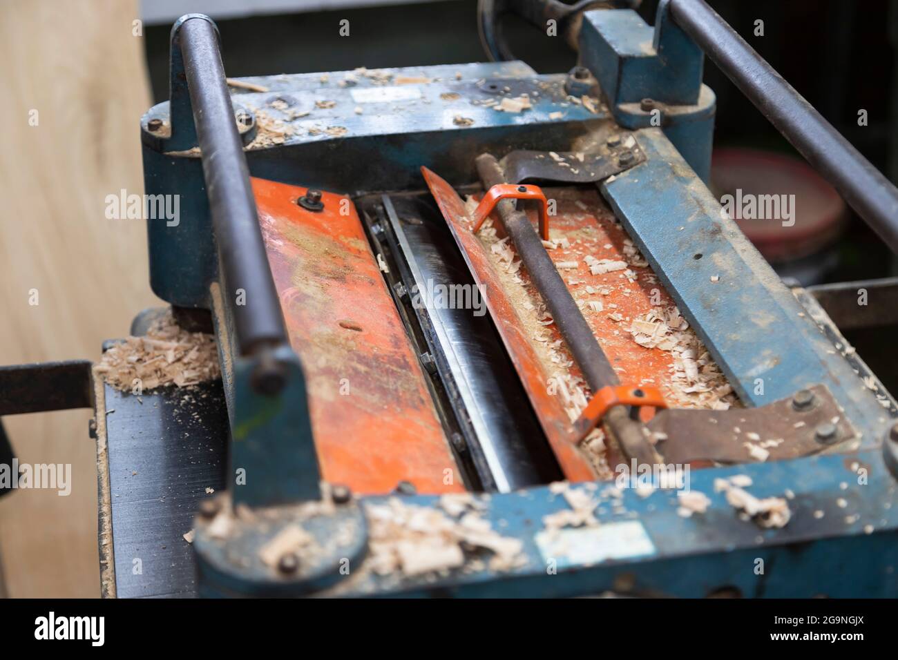 cutter-head of a thicknesser planer Stock Photo
