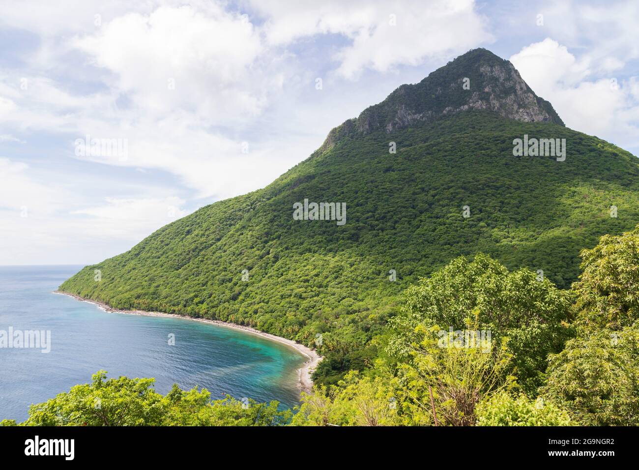 Majestic Gros Piton mountain in Choiseul tropical Saint Lucia Stock Photo