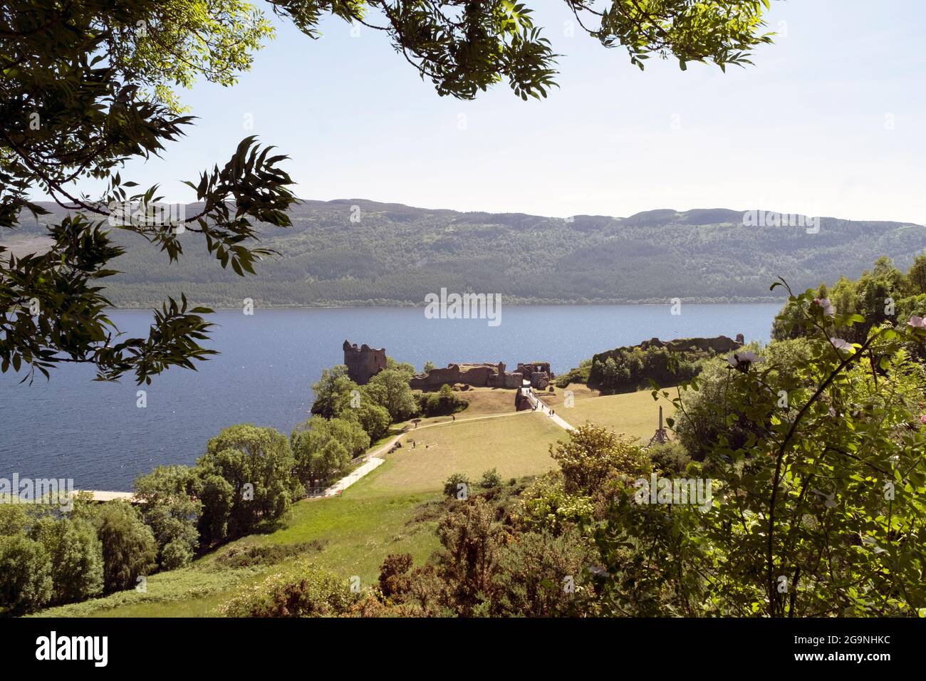 View of Urquhart Castle on the banks of Loch Ness, Scotland. Stock Photo