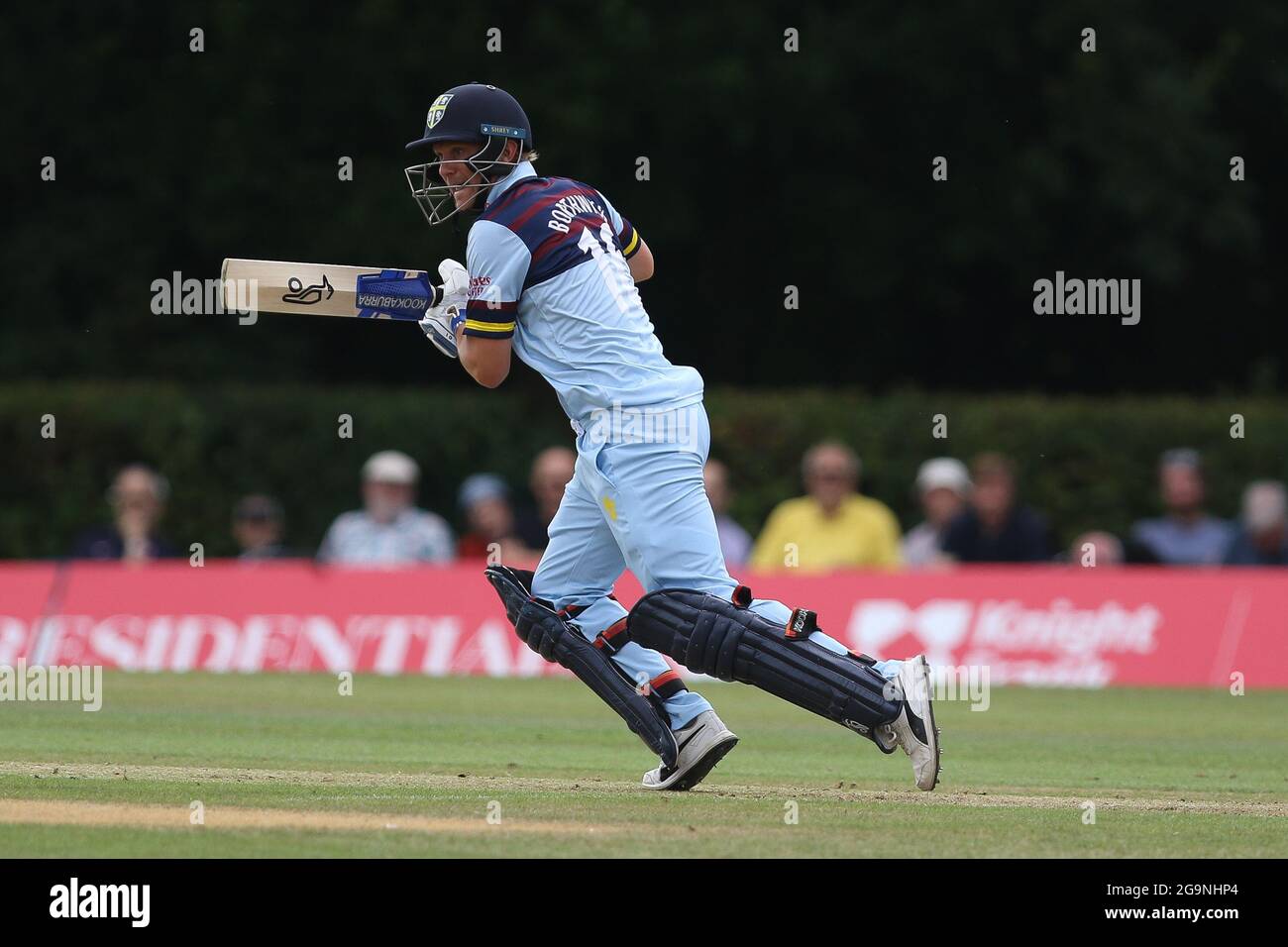 RADLETT, UK. JULY 27TH Scott Borthwick of Durham bats during the Royal London One Day Cup match between Middlesex County Cricket Club and Durham County Cricket Club at Cobden Hill, Radlett on Tuesday 27th July 2021. (Credit: Will Matthews | MI News) Credit: MI News & Sport /Alamy Live News Stock Photo