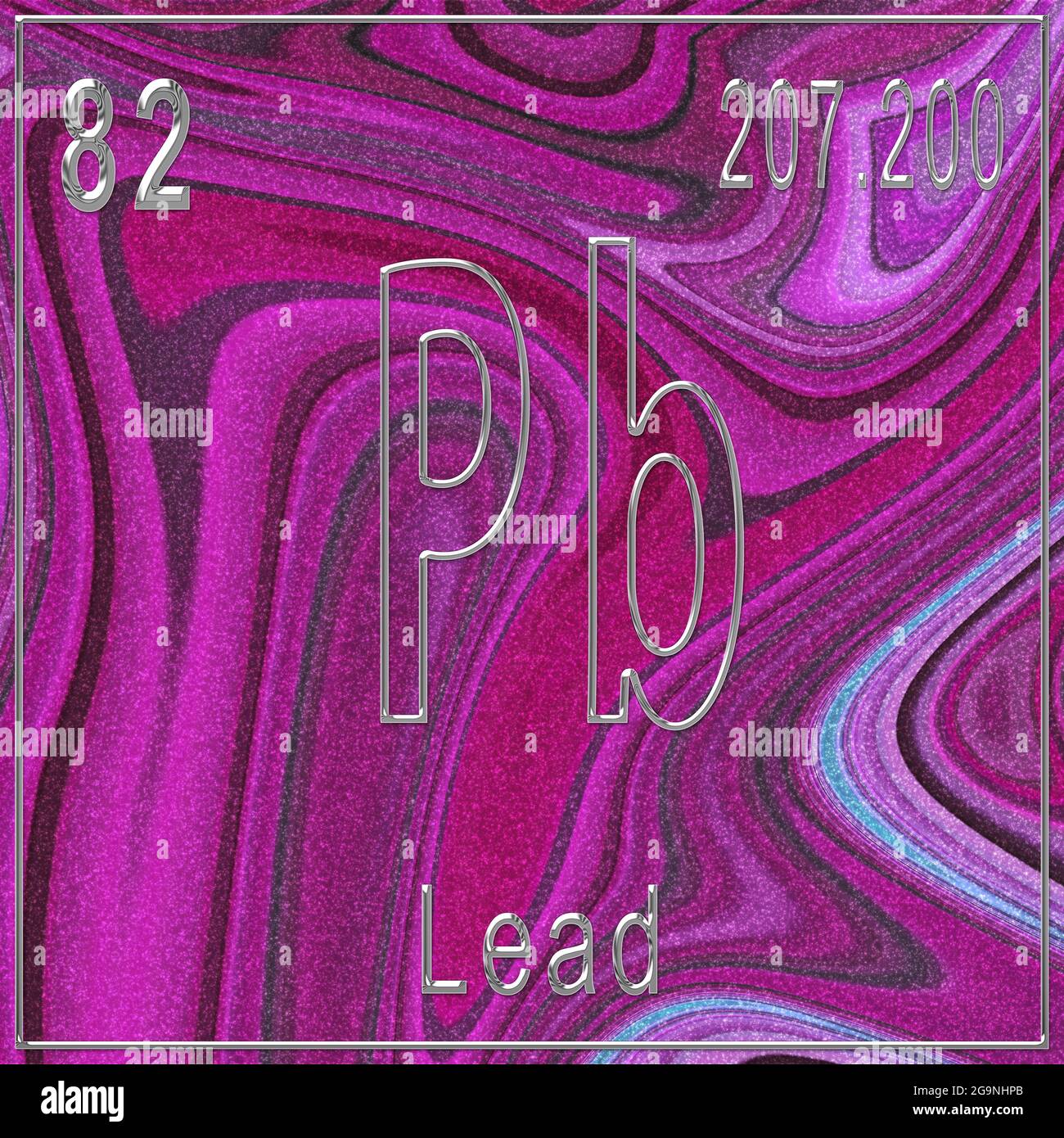 Lead chemical element, Sign with atomic number and atomic weight