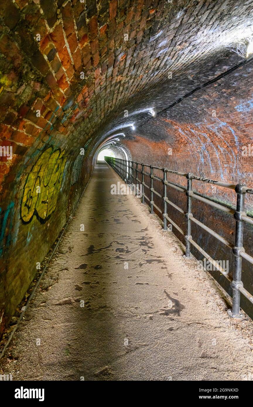 The 96 metres long Edgbaston tunnel on the Worcester & Birmingham Canal in Birmingham, England