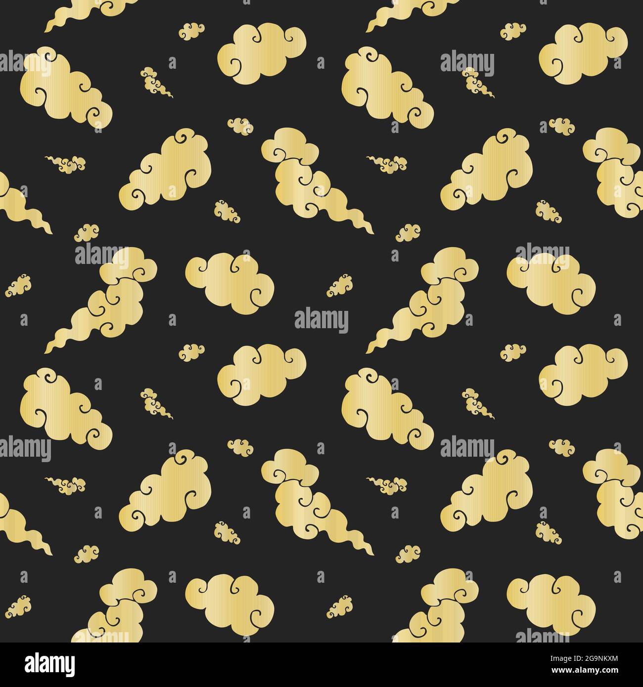 Seamless pattern with Chinese style clouds on black Stock Vector