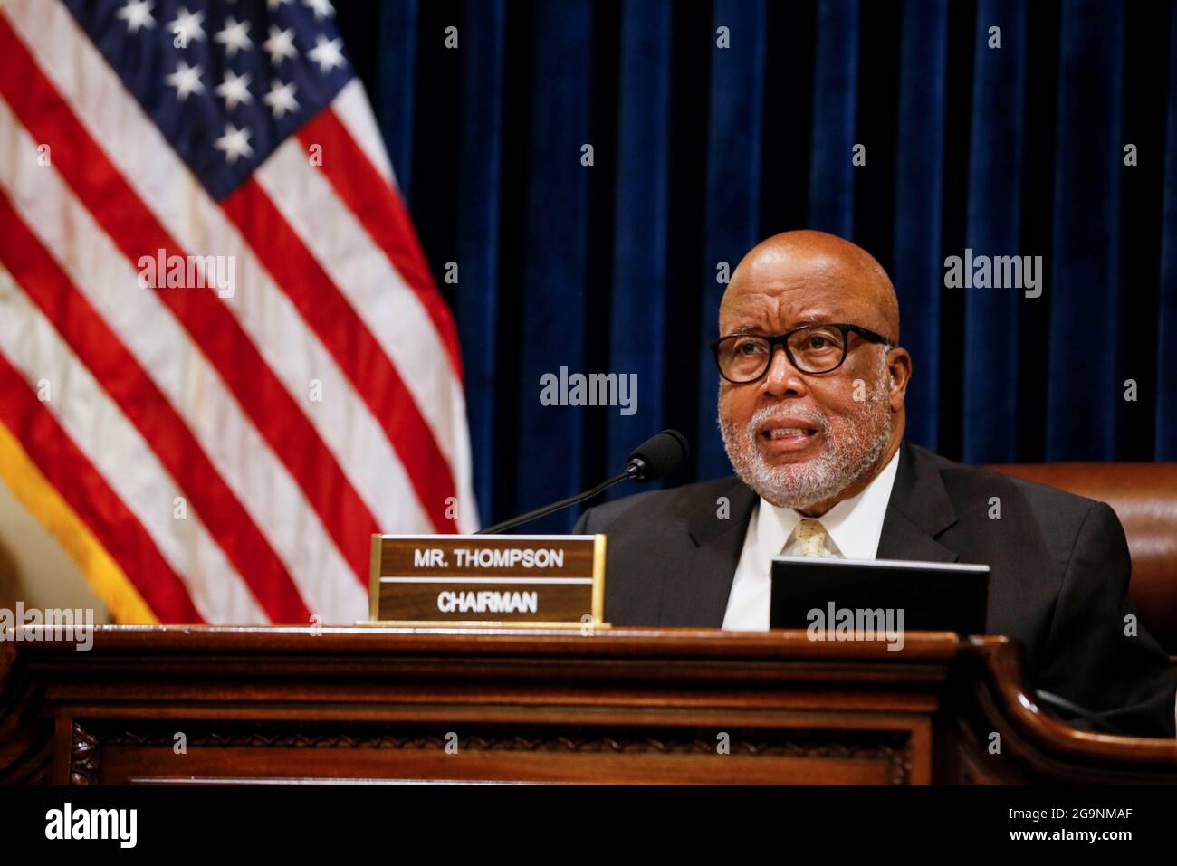 U.S. Representative Bennie Thompson (D-MS), chairman of the Select Committee to Investigate the January 6th Attack on the U.S. Capitol, presides during the opening hearing of the U.S. House (Select) Committee investigating the January 6 attack on the U.S. Capitol, on Capitol Hill in Washington, U.S., July 27, 2021. REUTERS/Jim Bourg/Pool Stock Photo