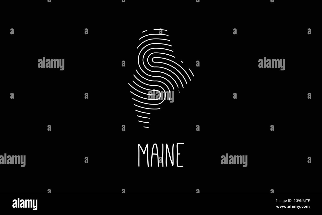 Biometric  Map Of  Maine  Filled with Fingerprint Pattern icon logo design Vector illustration Stock Vector