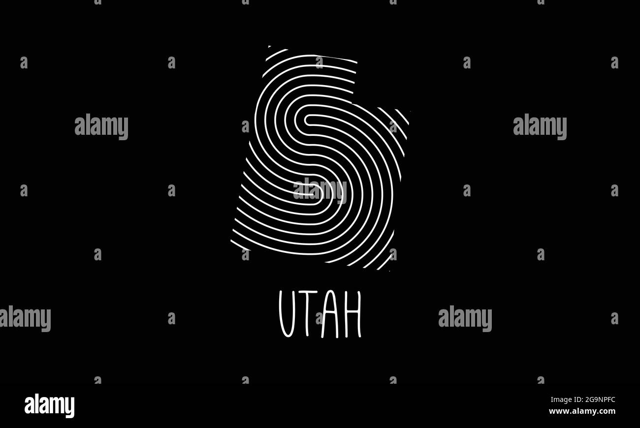 Biometric  Map Of  Utah    Filled with Fingerprint Pattern icon logo design Vector illustration Stock Vector