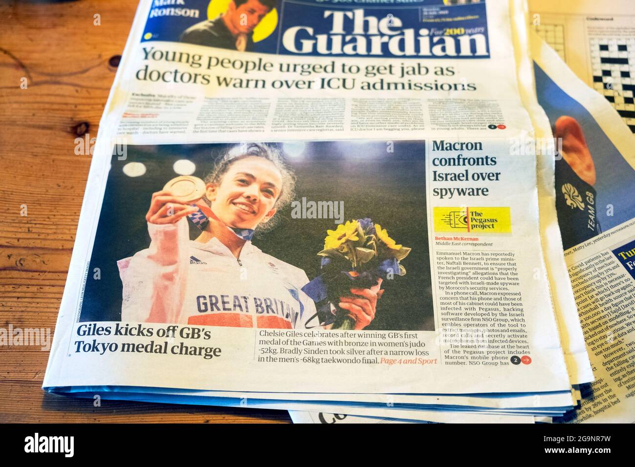 Chelsea Giles On Front Page Guardian Newspaper Headline Headlines After Winning Bronze Medal At Tokyo Olympics On 25 July 21 London Uk Stock Photo Alamy