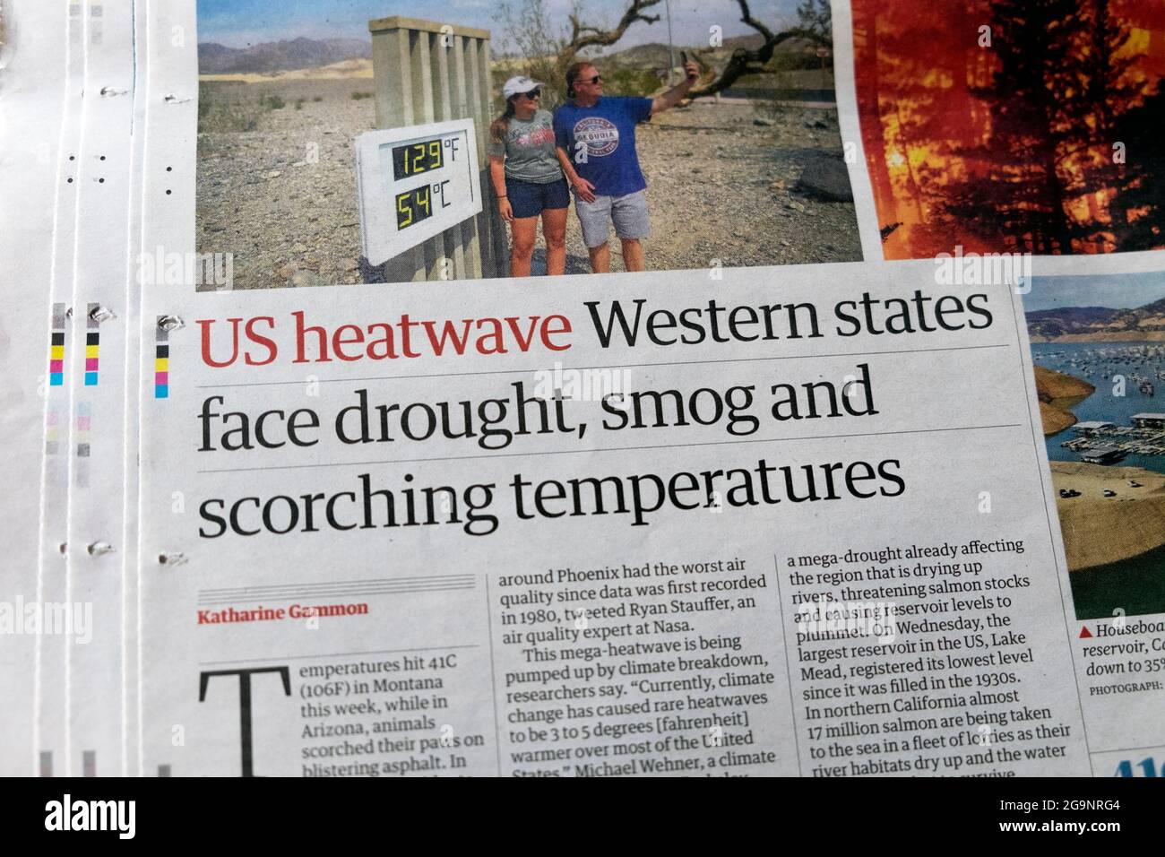 Us Heatwave Western States Face Drought Smog And Scorching Temperatures Guardian Newspaper Cutting Headlines 18 June 21 London England Uk Stock Photo Alamy