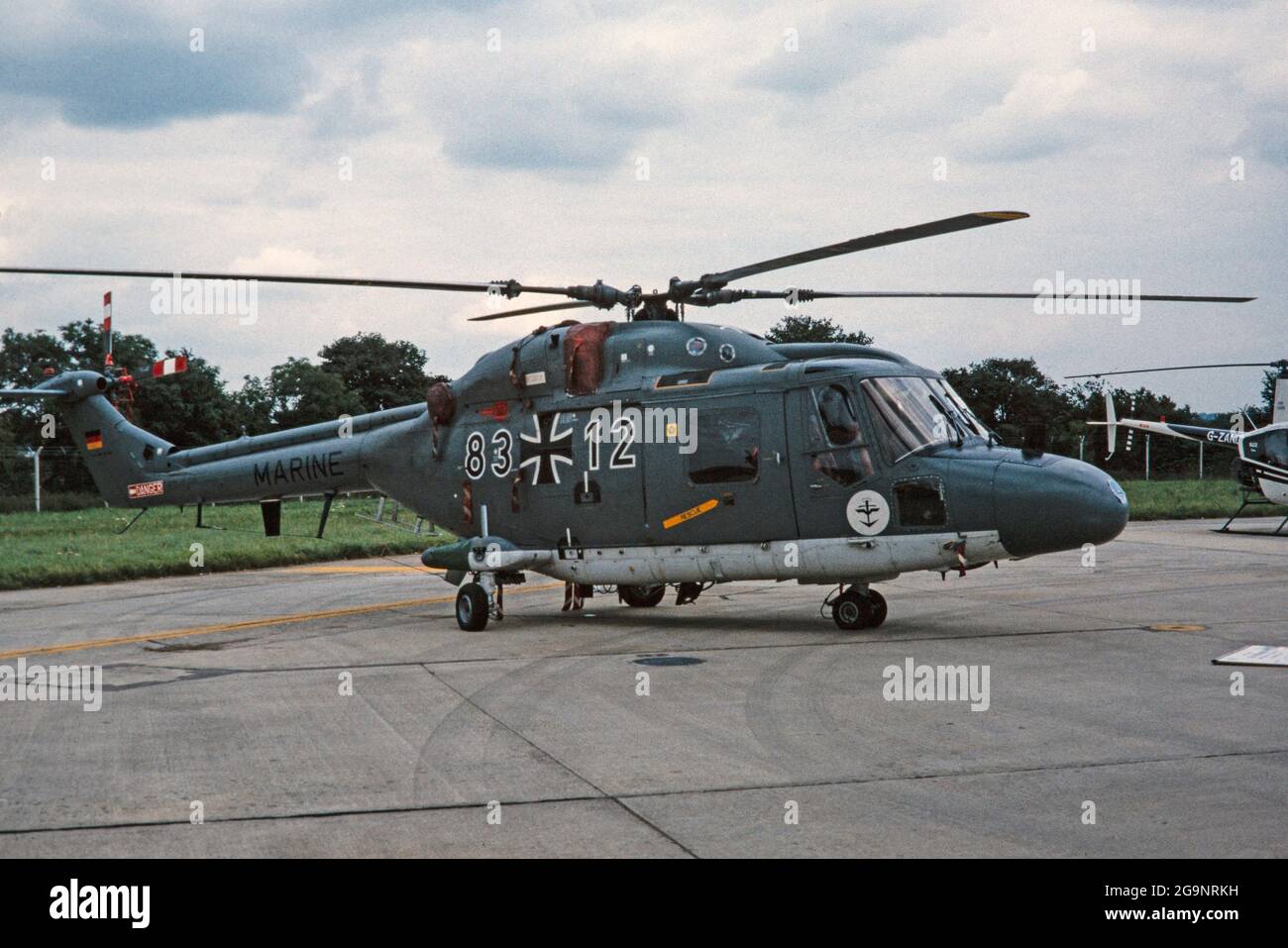 A German Navy Westland Lynx Mk 88A anti submarine helicopter, at RAF Fairford Airshow in England  in July 1991. Serial number 83+12. Stock Photo