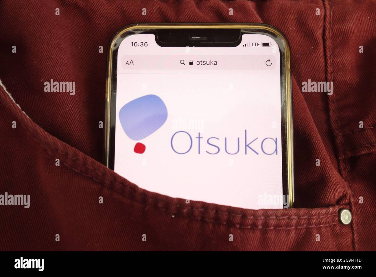 KONSKIE, POLAND - July 22, 2021: Otsuka Pharmaceutical Co Ltd logo displayed on mobile phone Stock Photo