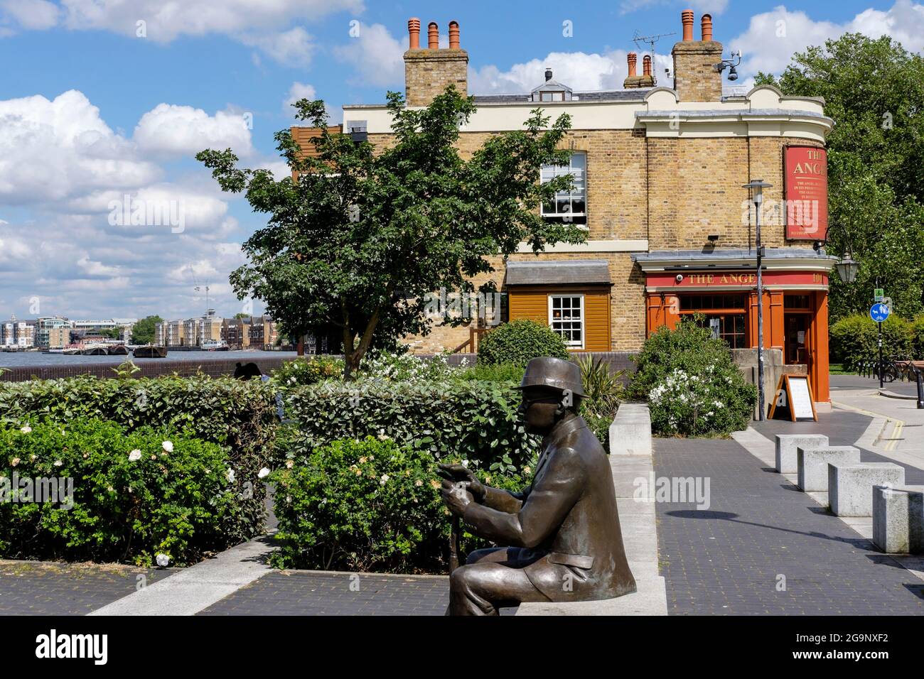 The Angel historic riverside pub on the River Thames, Rotherhithe, South London, UK Stock Photo