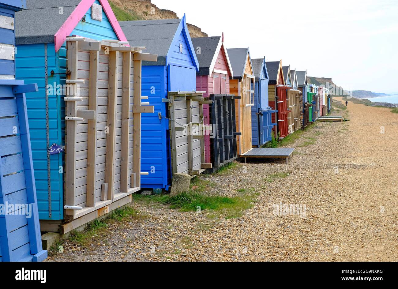 beach huts at bartononsea, hampshire, england Stock Photo Alamy