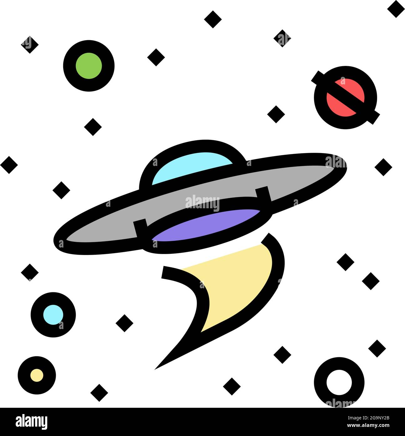 flying saucer alien in galaxy color icon vector illustration Stock ...