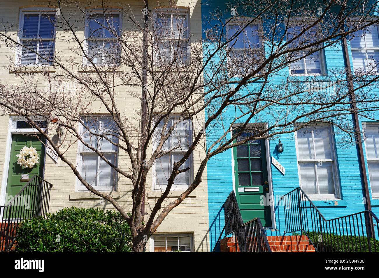 WASHINGTON, DC -2 APR 2021- View of colorful buildings in the ...