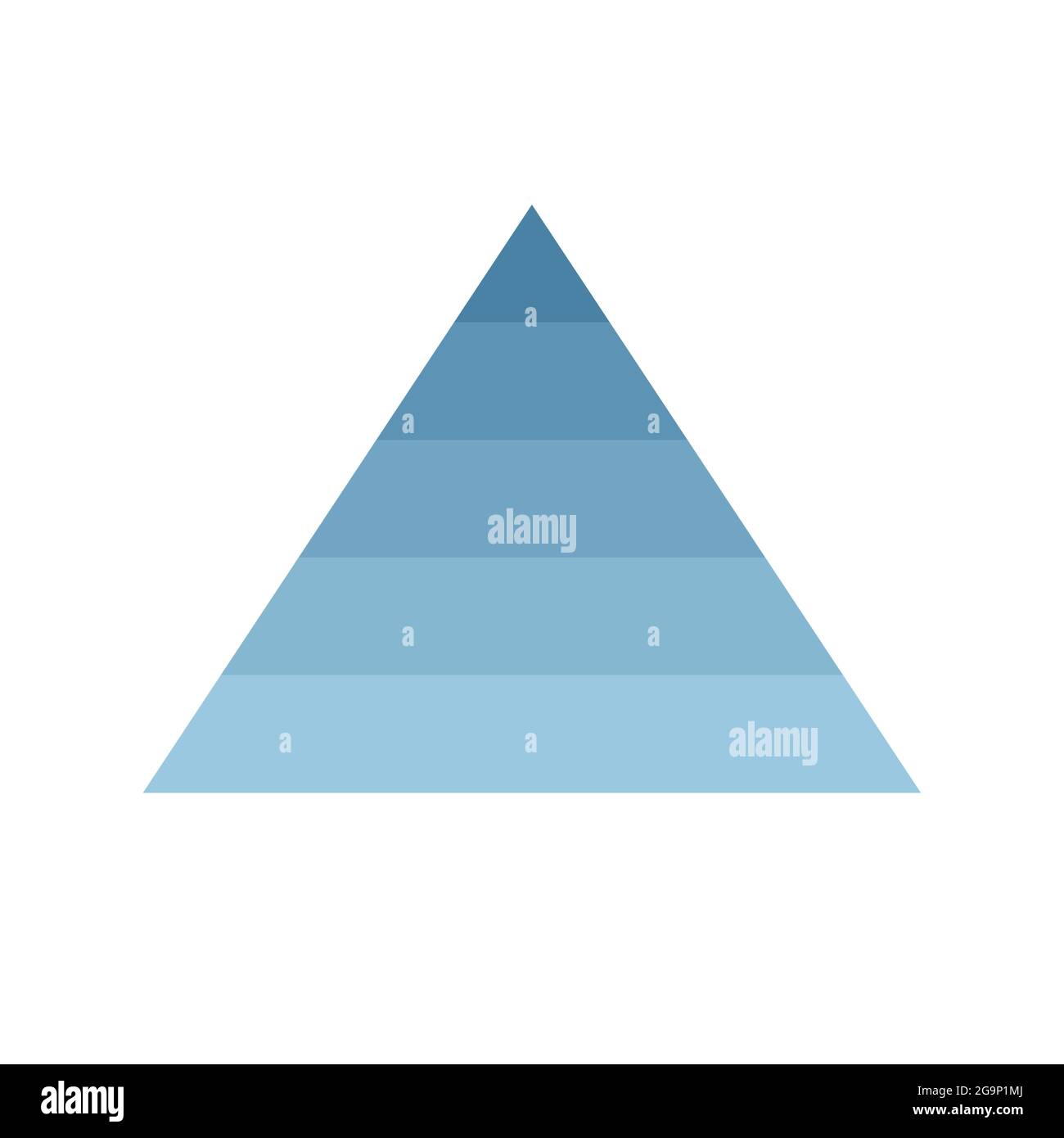 pyramid scheme 5 five steps. vector hierarchy level chart graph, blue ...