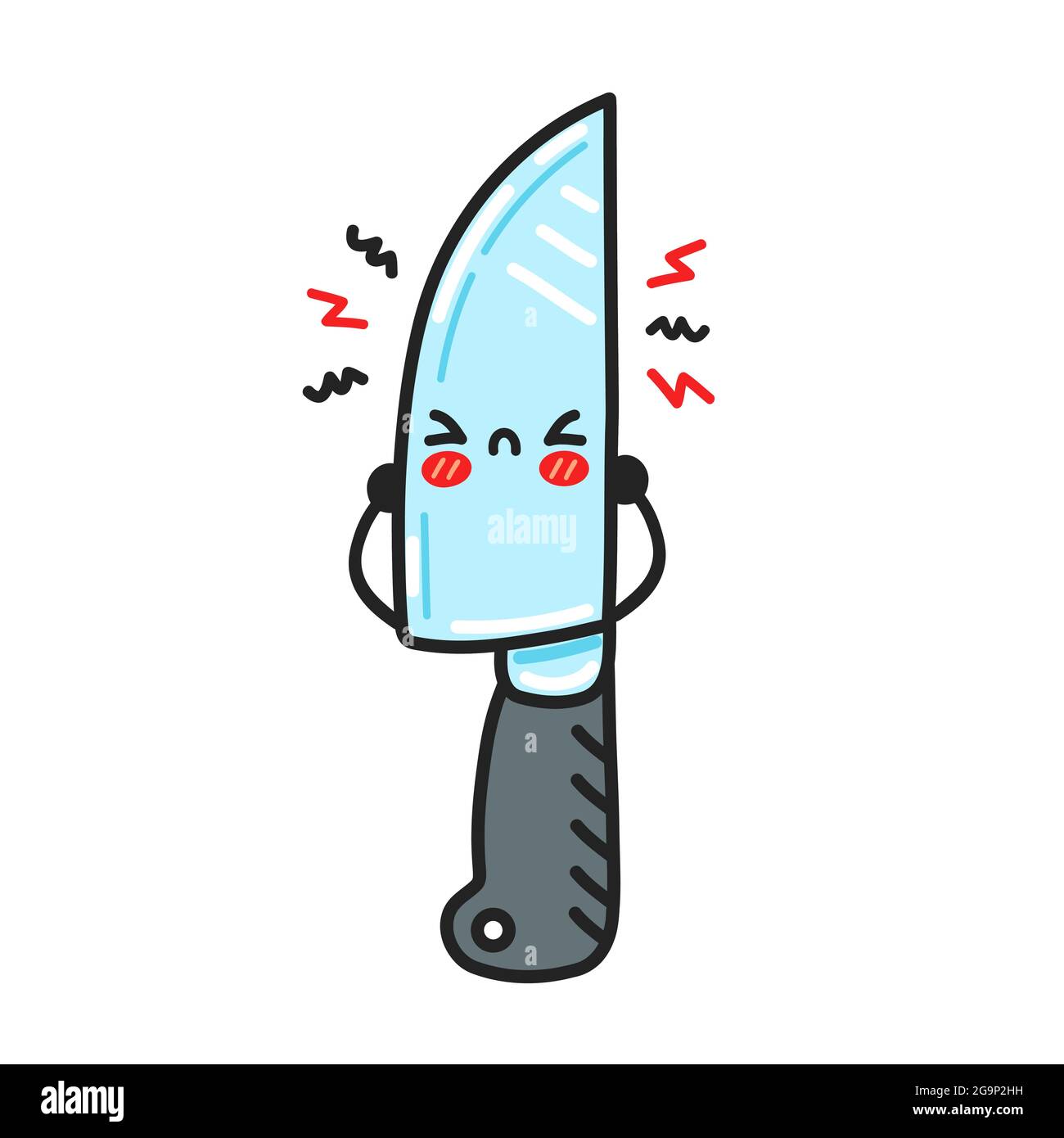 Cute sad funny kitchen chef knife character. Vector flat cartoon kawaii character illustration icon. Isolated on white background. Chef cooking knife cartoon character concept Stock Vector