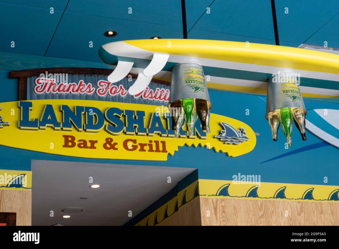 Margaritaville Resort Times Square is a Jimmy Buffett property with the Landshark Bar & Grill