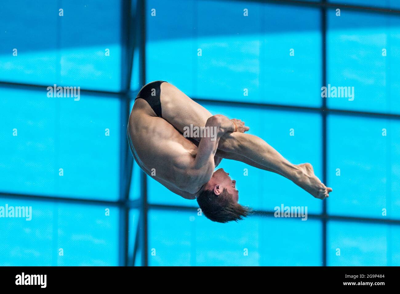 British diver Tom Daley (Thomas Daley) in pike position during dive, 10 m  platform, European Diving Championships 2016, London, UK Stock Photo - Alamy