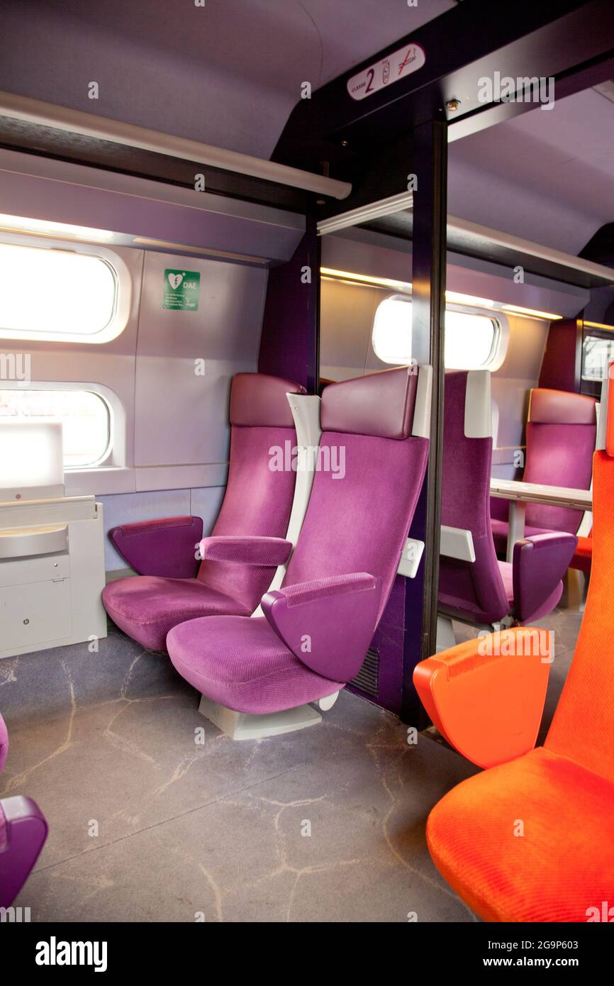 Interior of a TGV high-speed train coach Stock Photo - Alamy
