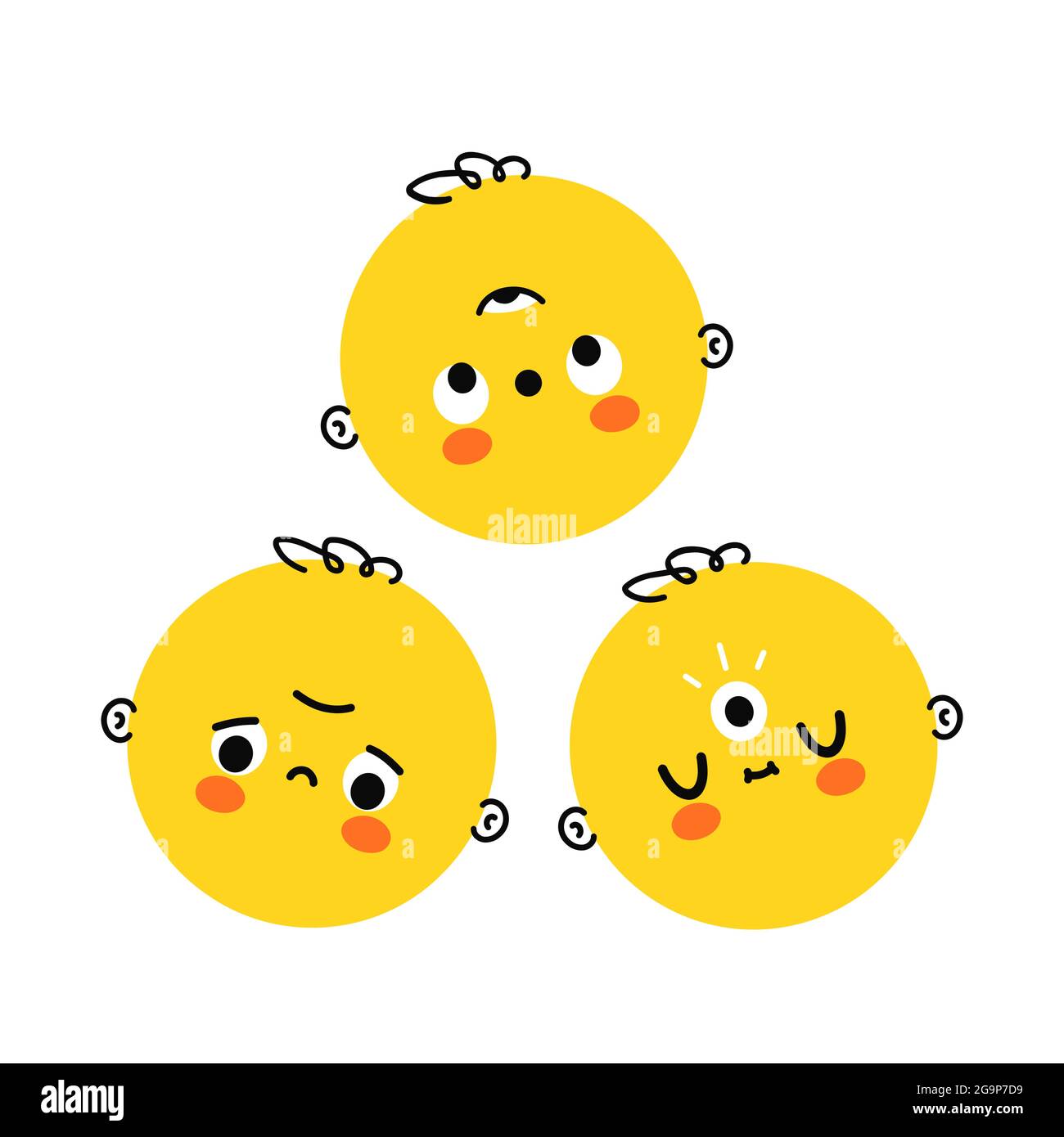 Cute funny heads with close and open third eye. Vector hand drawn cartoon illustration design. Isolated on white background. Mystic, magic, sprirtual third eye open concept Stock Vector