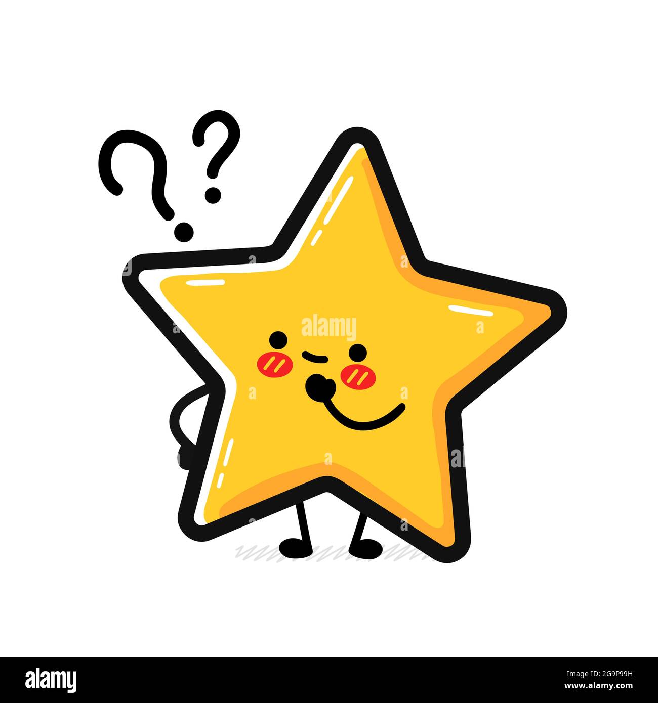 Cute funny happy star sign character with question mark. Vector ...
