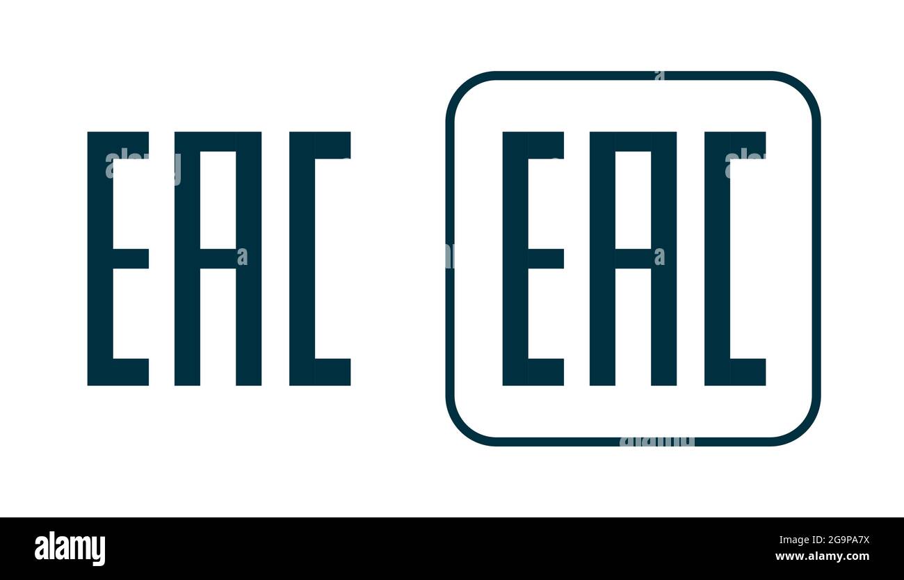 EAC logo icon. Aurasian conformity made symbol. Kazakhstan mark eurasian union EAC design pictogram Stock Vector