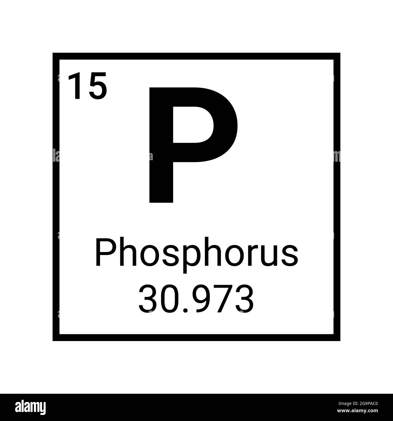 Phosphorus chemical element periodic table icon. Phosphorus atom symbol vector Stock Vector
