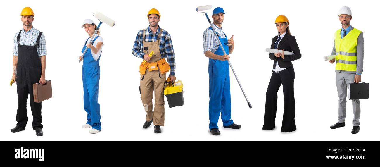 Set of professional construction workers people. Contractor architect ...