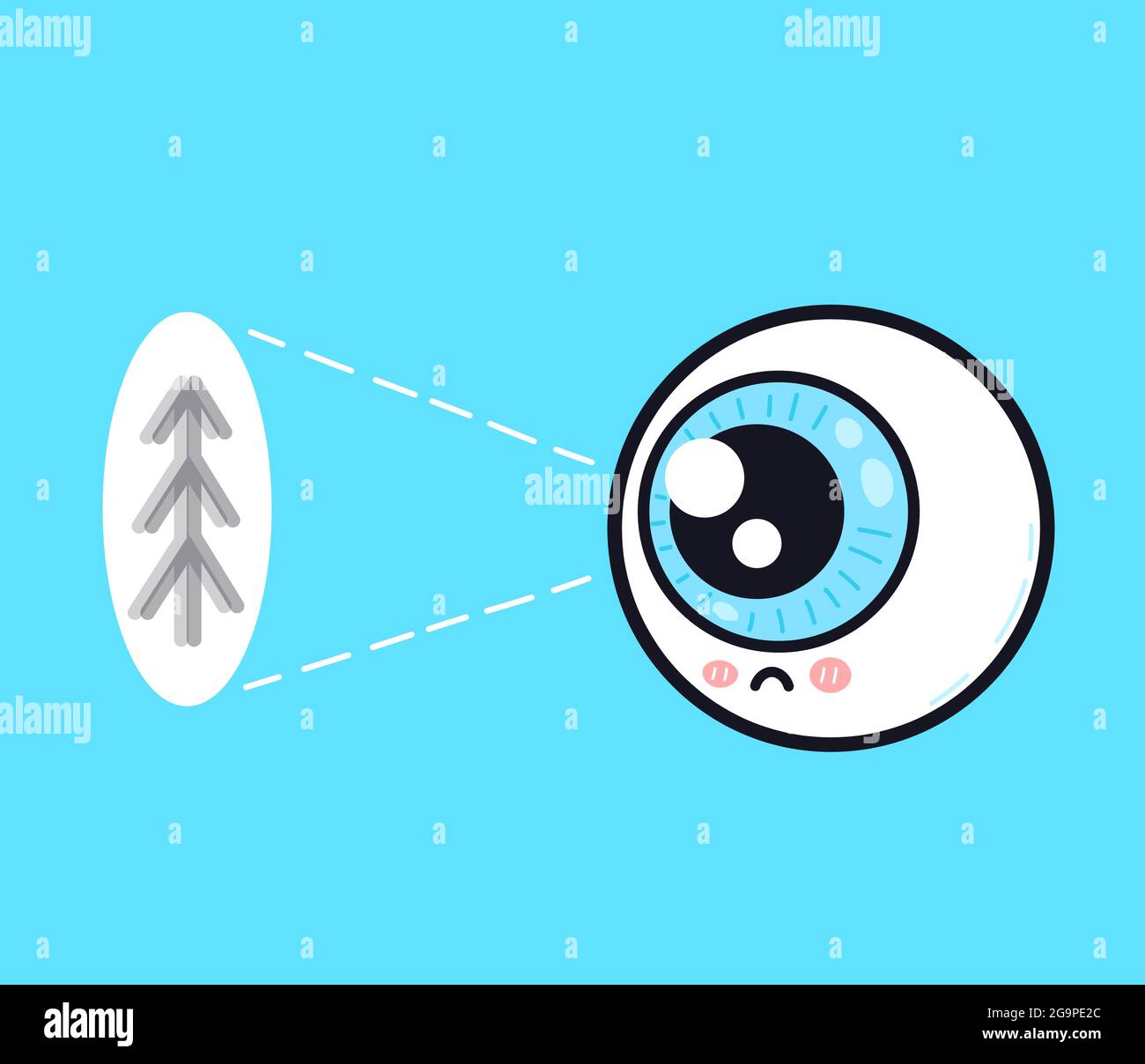 Cute sad human eyeball organ look on tree character. Vector doodle cartoon illustration icon design. Eye care, bad vision problem character concept Stock Vector