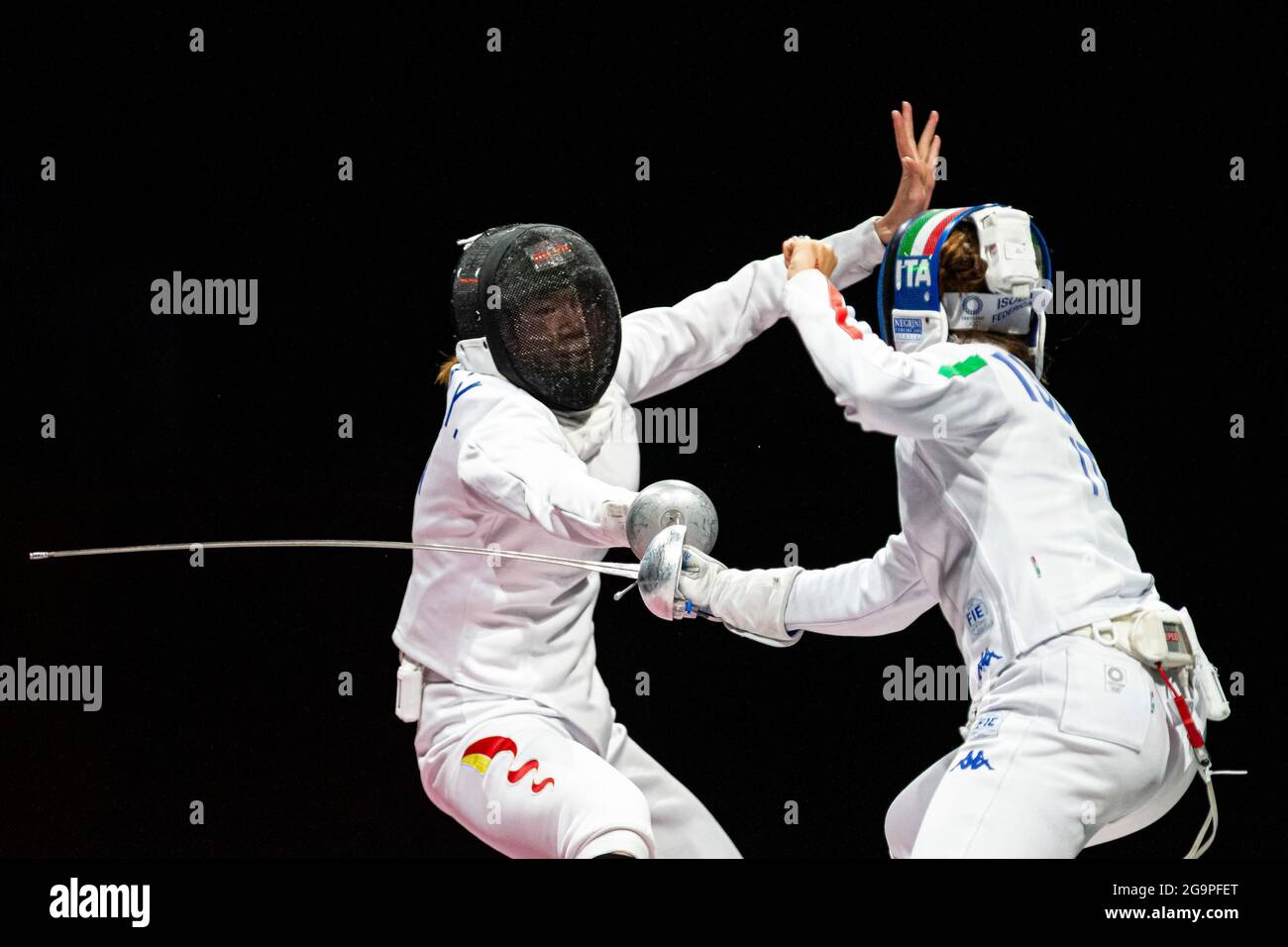 Tokyo, Japan. 27th July 2021. Olympic Games: Fencing, Italy Team (W) wins bronze medal against China at Makuhari Messe.    © ABEL F. ROS / Alamy Live News Stock Photo