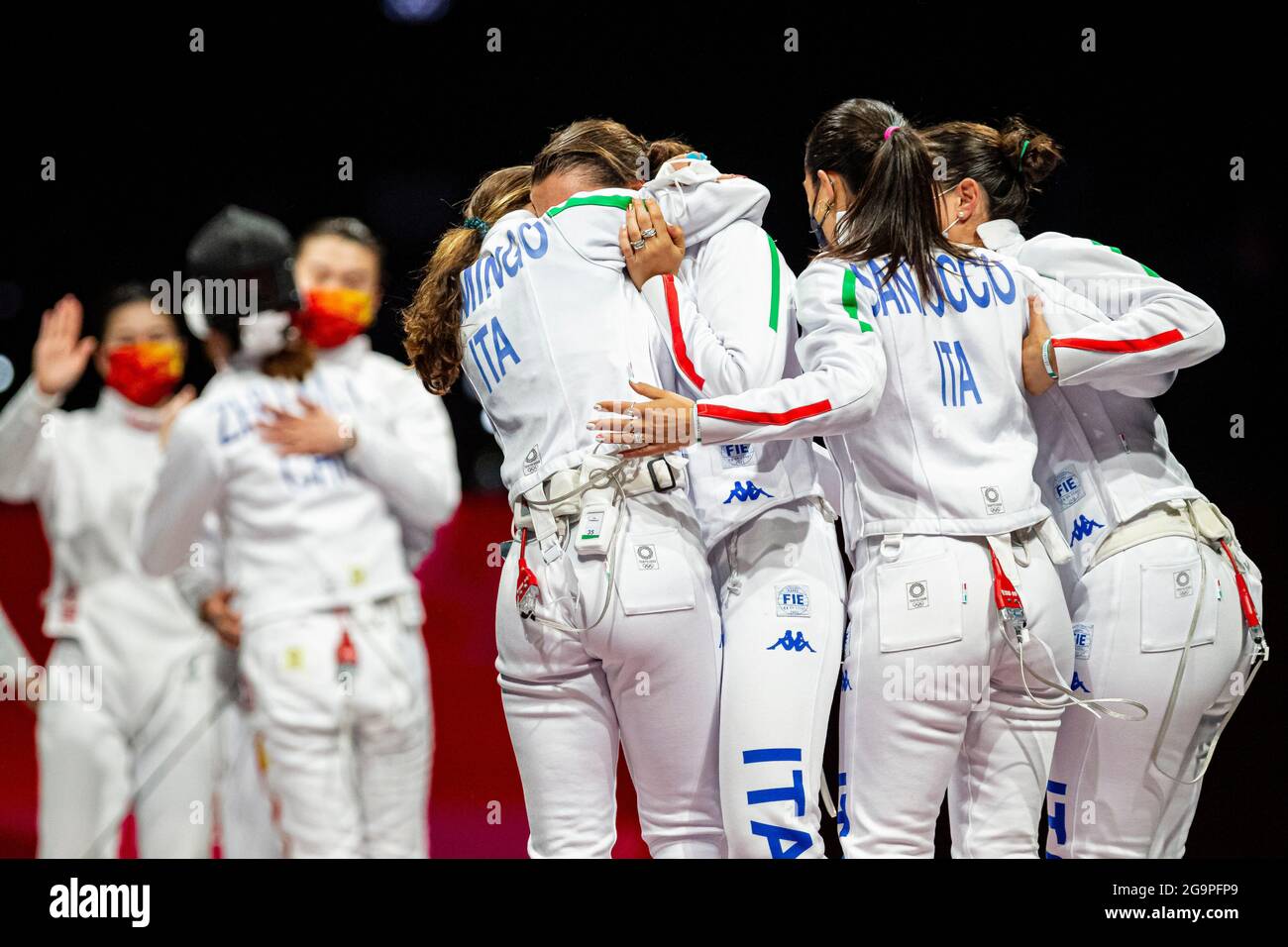 Tokyo, Japan. 27th July 2021. Olympic Games: Fencing, Italy Team (W) wins bronze medal against China at Makuhari Messe.    © ABEL F. ROS / Alamy Live News Stock Photo