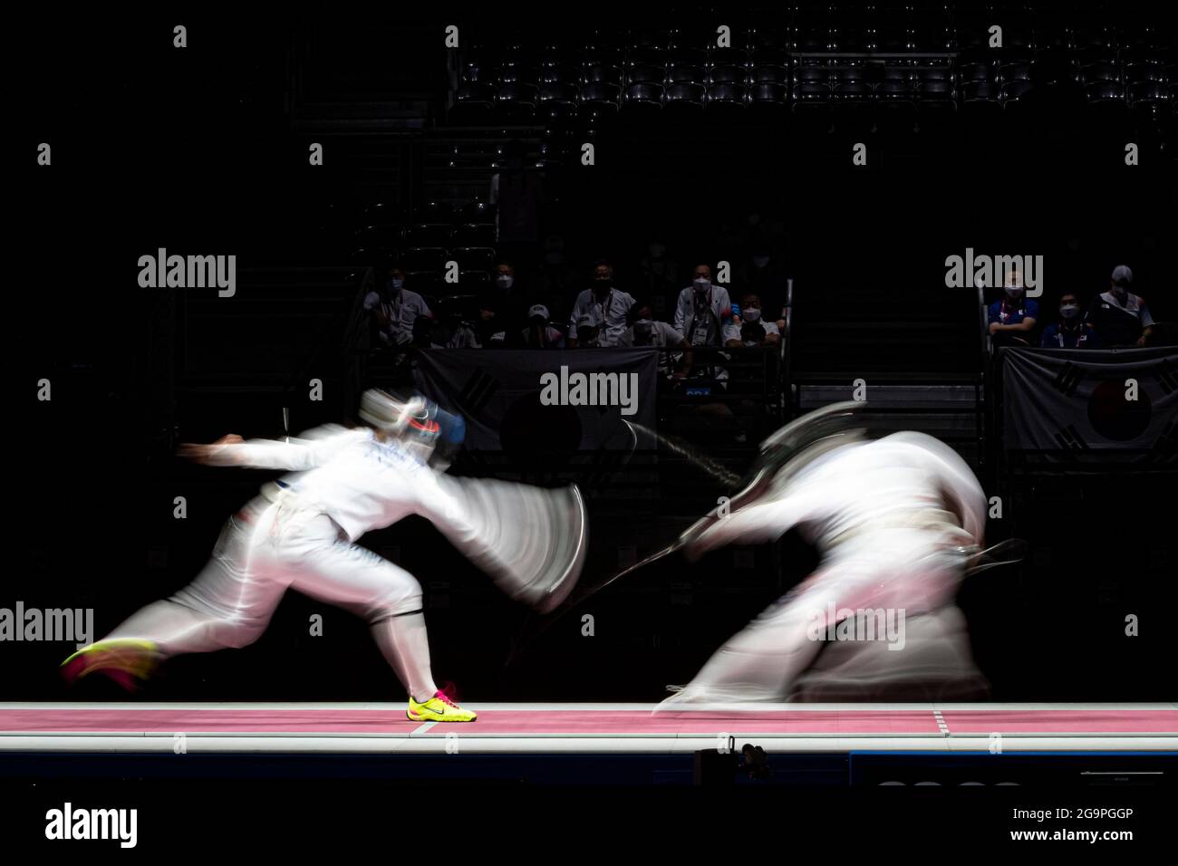 Tokyo, Japan. 27th July 2021. Olympic Games: Fencing, Estonia Team (W) wins gold medal against Korea at Makuhari Messe.    © ABEL F. ROS / Alamy Live News Stock Photo