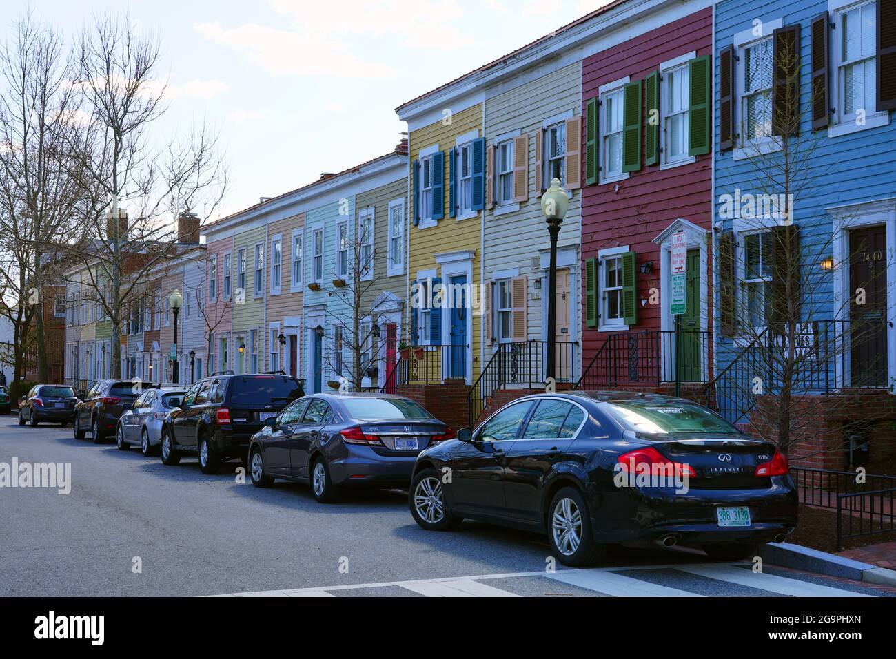 WASHINGTON, DC -2 APR 2021- View of colorful buildings in the ...