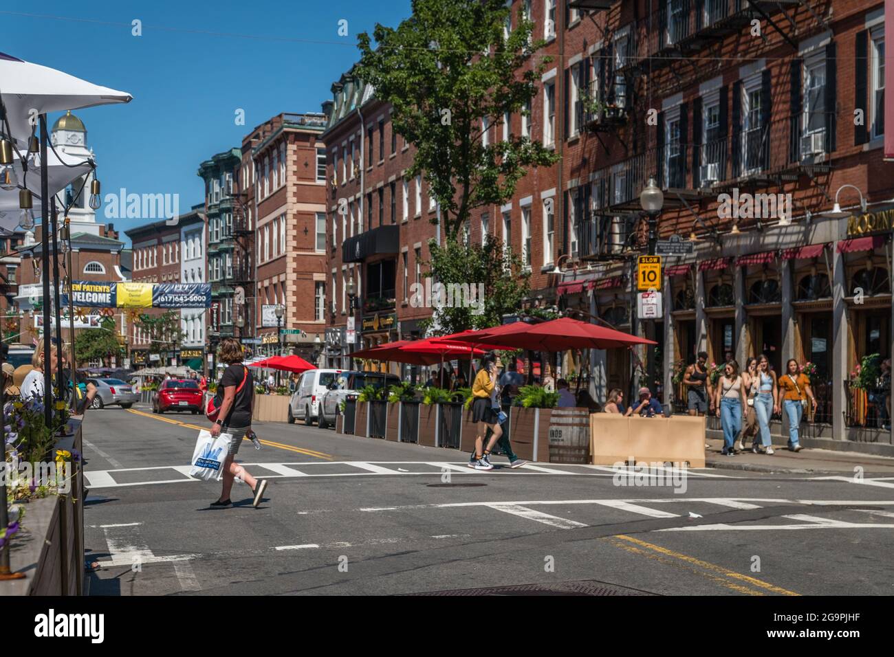 Boston, MA,USJuly 24, 2021 Street scene in downtown urban area with