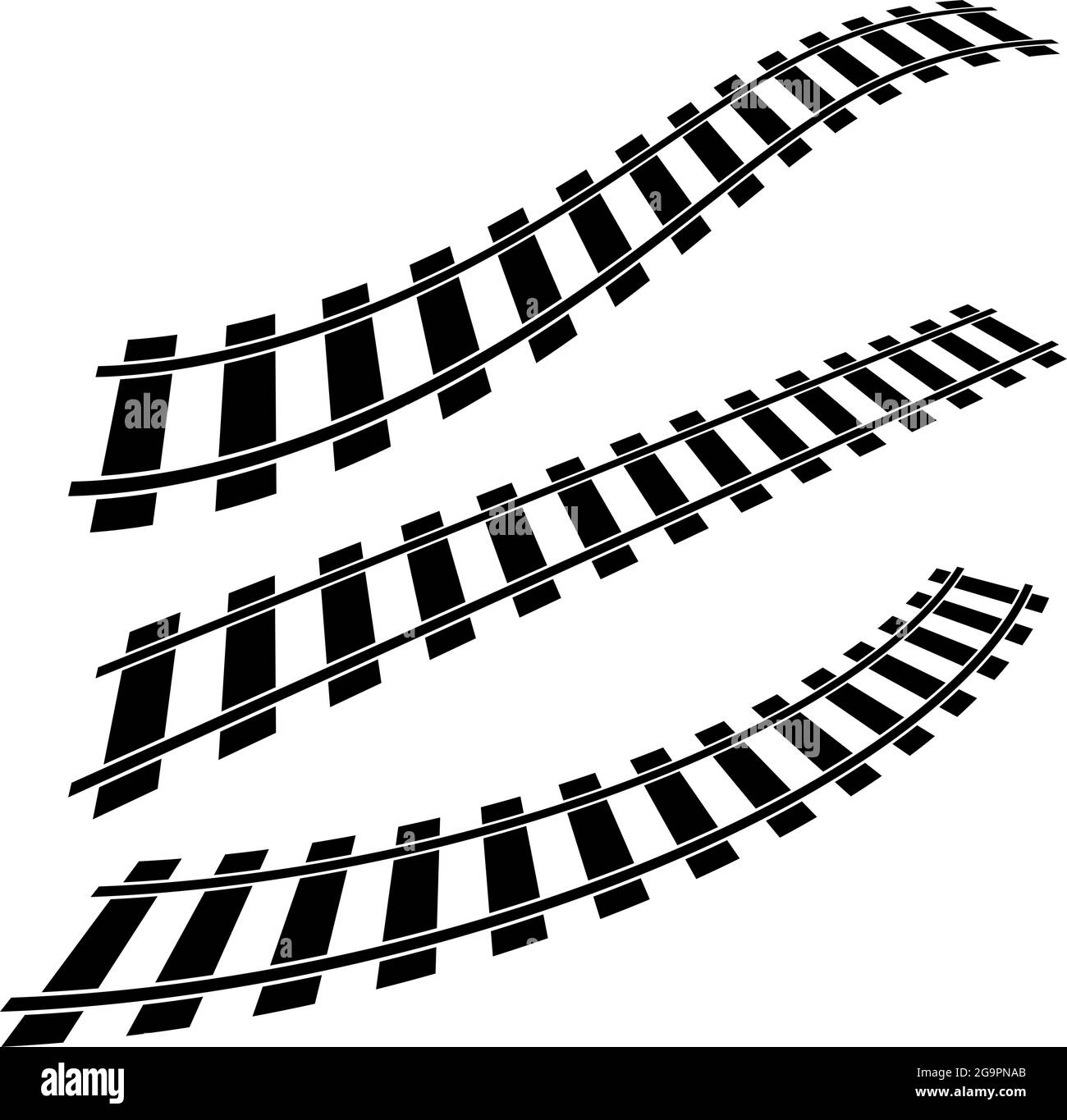 Train track, rail way silhouette element – stock vector illustration, clip-art graphics Stock Vector