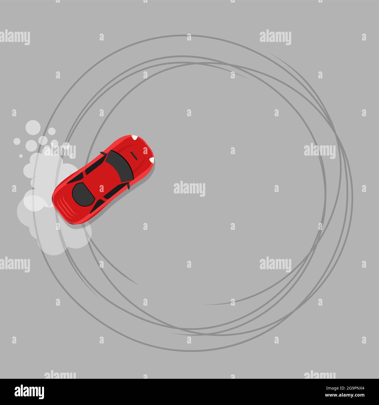 Drift car tire circle road. Drift race show circle track grunge scratch vector top view Stock Vector