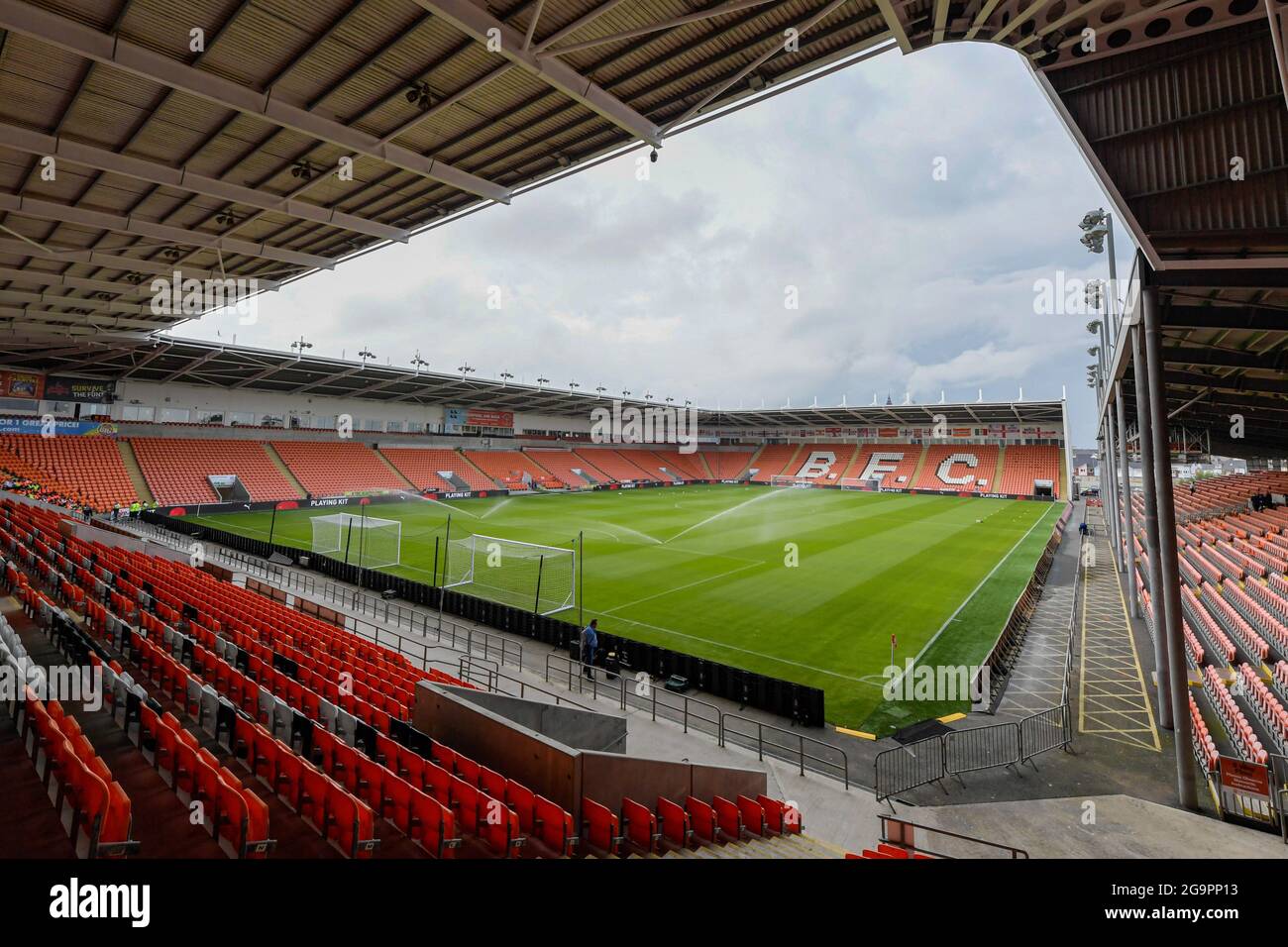 A general view of Bloomfield Road, the home of Blackpool Stock Photo