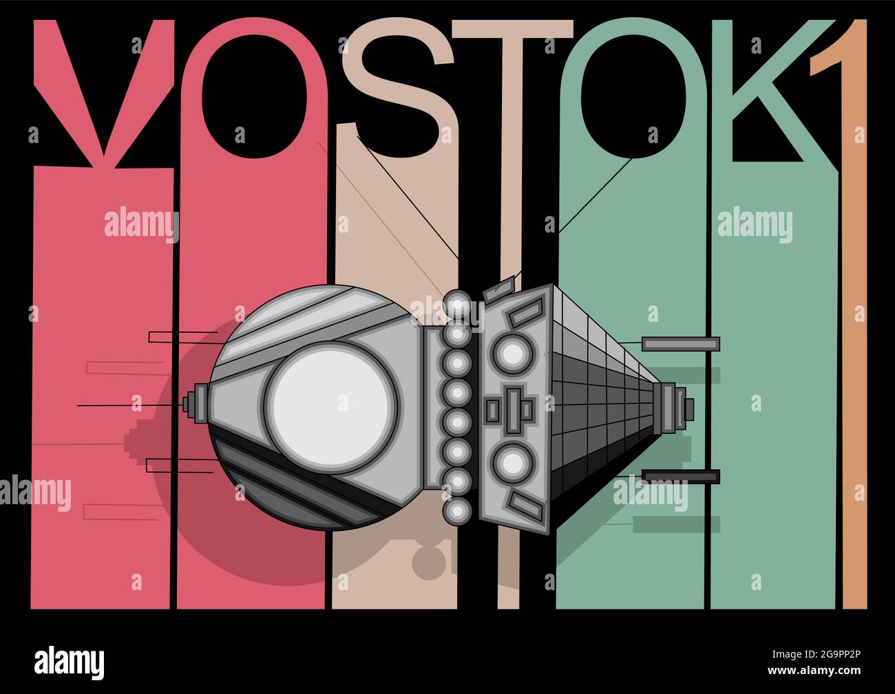 vostok 1 poster, satellite of unione sovetica Stock Vector